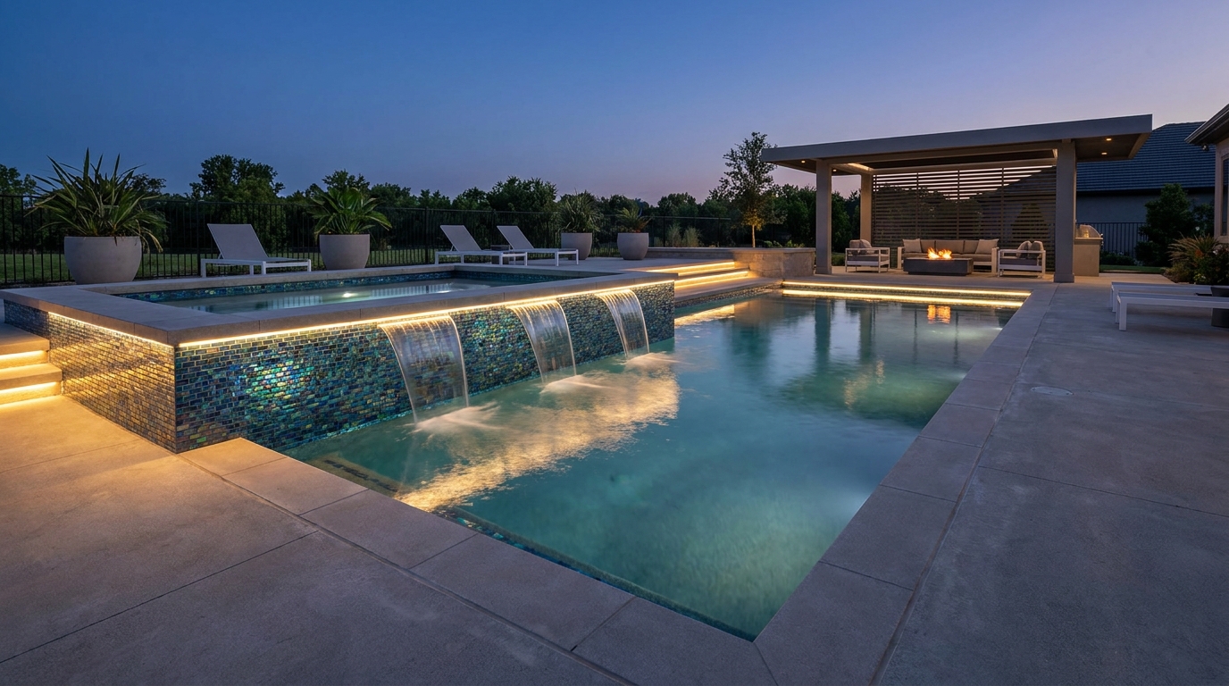 Pool water features