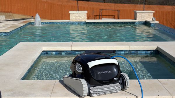 Dolphin E30 sitting on the pool ledge