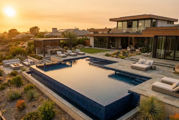 Backyard makeover with a dining area beside the pool