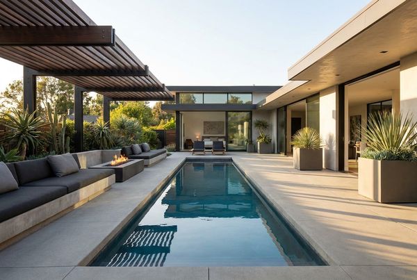 Backyard makeover with a spillover spa beside the pool