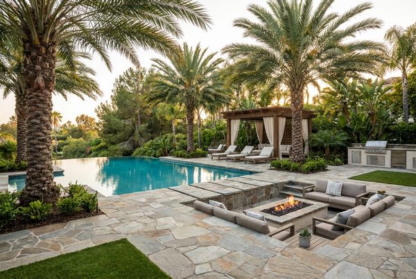 Modern backyard makeover with clean hardscape and planting