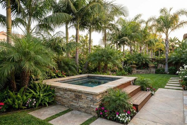 Hot tub and pool combo sharing one raised wall and finish