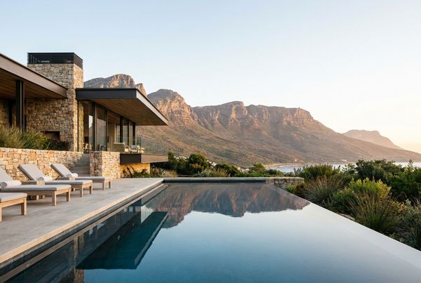 Infinity pool with a mountain backdrop
