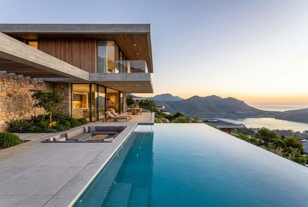 Modern hillside villa with an infinity pool