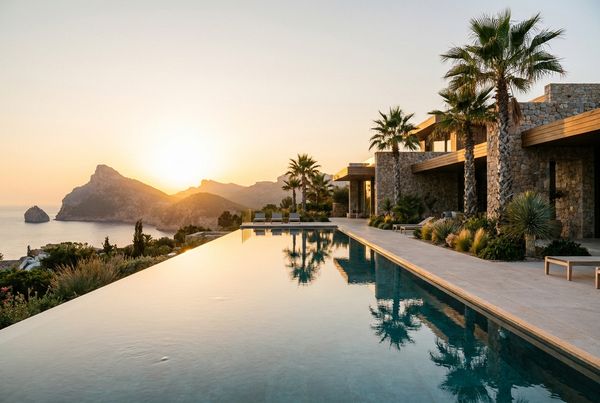 Infinity pool with a stone coping vanishing edge