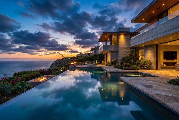 Infinity pool with a swim-up ledge and view
