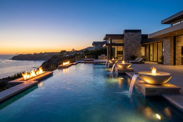 Infinity pool at a desert modern home