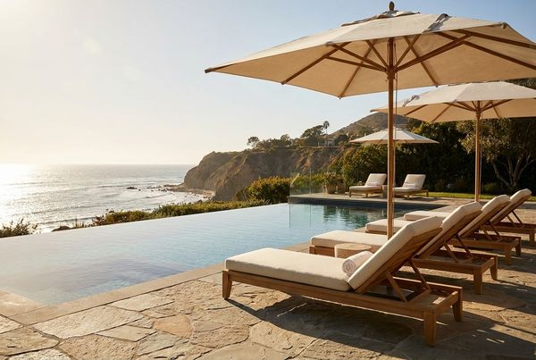 Infinity pool blending into a lake view