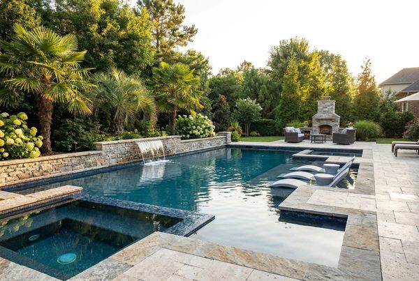 Luxury gunite pool with spa, waterfalls and custom features