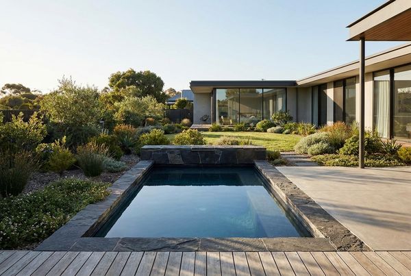 Small affordable plunge pool in a compact backyard
