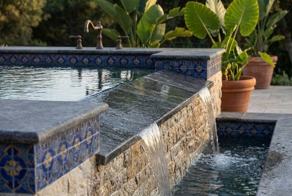Luxury pool with an integrated spillover spa