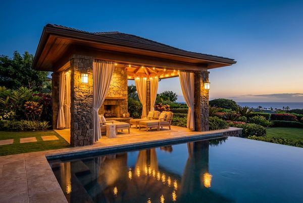 Cabana styled with a daybed and soft outdoor textiles