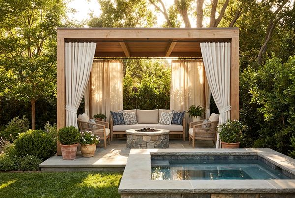 Cabana with a compact kitchenette and counter seating