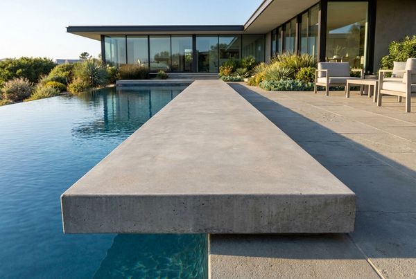 Poured cantilever concrete coping forming a clean modern edge
