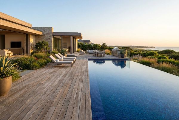 Pool deck surrounding an inground pool with proper drainage slope