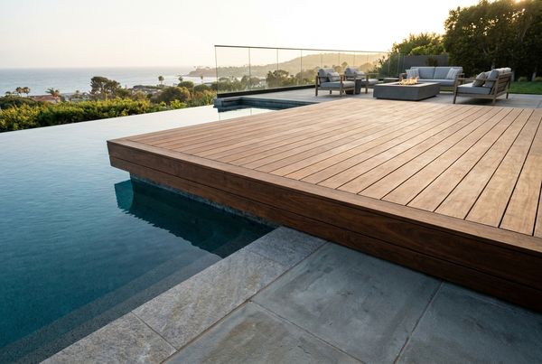 Modern pool deck with tight paver joints and clean lines