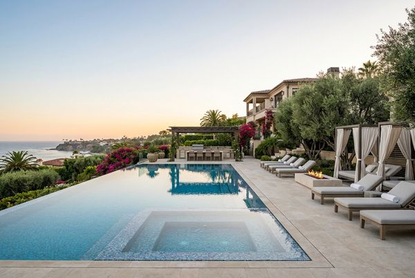 Swimming pool deck with a bullnose coping edge detail