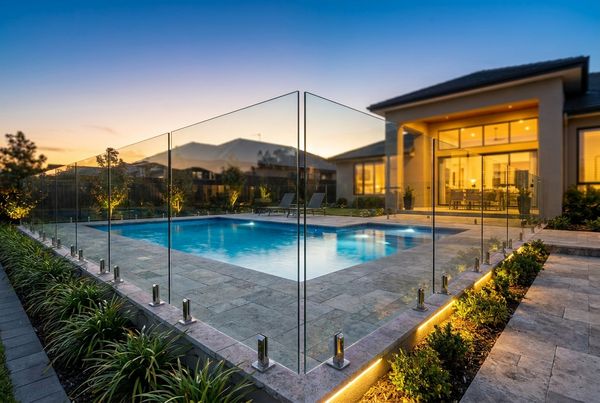 Removable mesh safety fence around a family pool