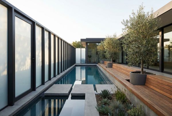 Privacy fence with layered planting in front