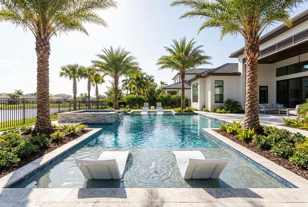 Pool remodel with a newly added wide tanning ledge and shallow lounging area