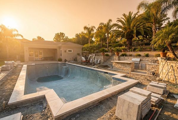 Pool with a fresh dark pebble interior finish