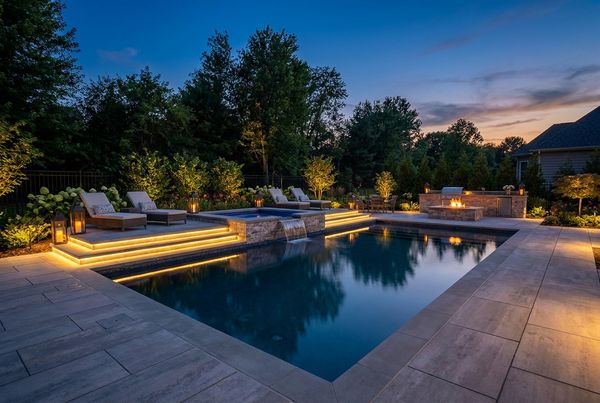 Renovated pool with a wide new tanning ledge