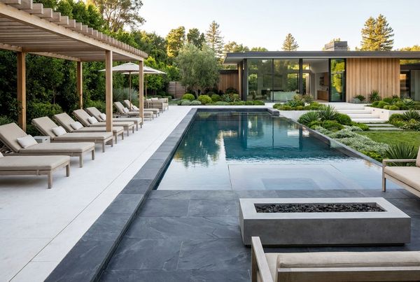 Remodeled pool with quartz interior finish and blue water