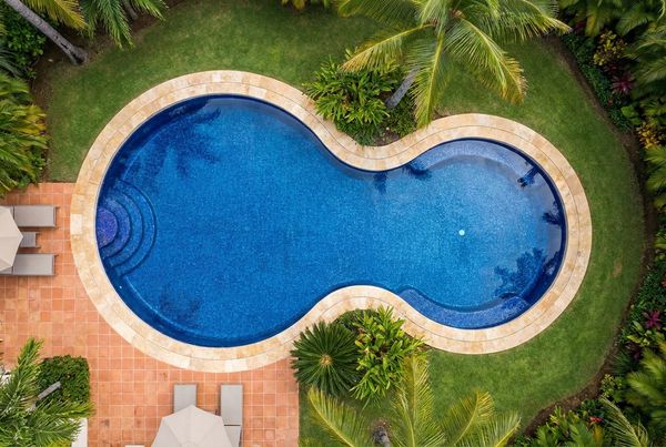 Aerial view of a modern swimming pool shape