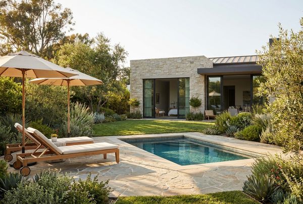 Small pool with a minimalist concrete surround