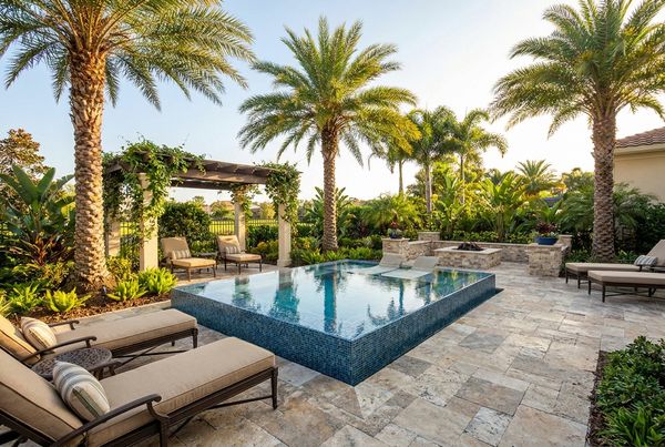 Small inground pool with clean modern coping