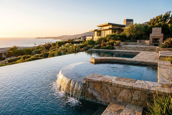 Round spillover spa with a smooth curved spillway edge