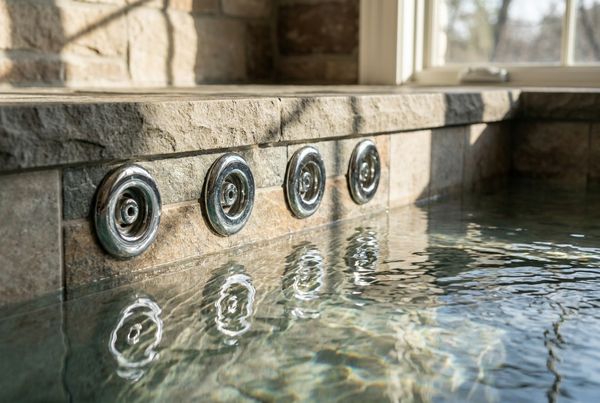 Close-up of the propulsion jets inside a swim spa